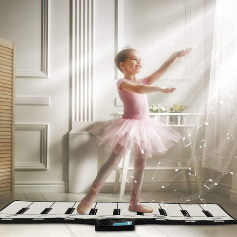 M SANMERSEN Kids Musical Piano Mat, Floor Keyboard Mat with 8 Instruments Sounds, Early Educational Toys for 1-5 Year