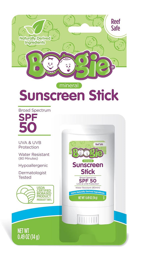 Baby Sunscreen Stick by Boogie Block - Mineral SPF 50, Travel Size Sunblock for Kids, Pack of 1