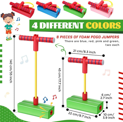 Wettarn 8 Pcs Foam Pogo Jumper, Safe and Fun Jumping Stick for Teens, Boys and Girls, Indoor Outdoor Halloween