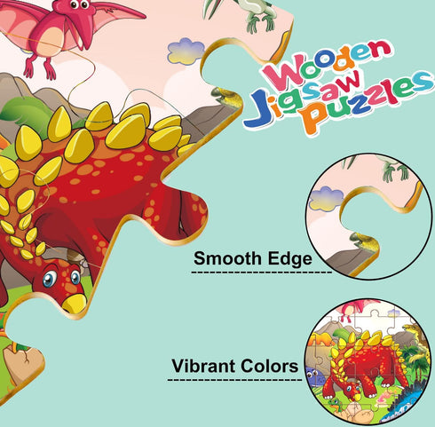 Wooden Jigsaw Puzzles for Kids Ages 3-5 - 30 Piece Colorful Educational Puzzles for Boys and Girls