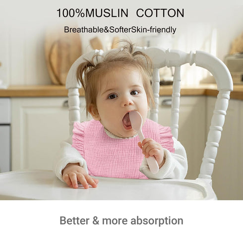 NISXABEBE Bibs,6 Baby Muslin Pcs Drool Bandana Bibs for Baby Girl Drooling and Teething,Soft and Absorbent Cotton