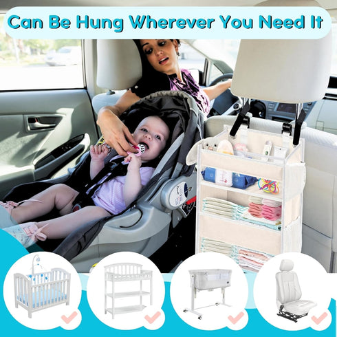 2-Tier 90+ Ofiray-home Hanging Diaper Organizer for Changing Table,Cribs,Car,Playard or Wall & Nursery Organization