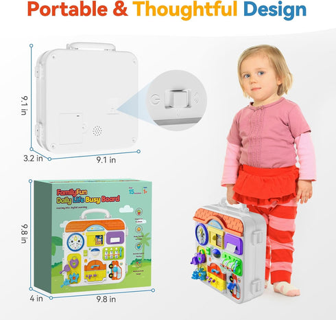 Montessori Busy Board for 1-2 Years Old - Toddler Toys for 1+ Years Old, Baby Musical Toy, Sensory Learning Educational