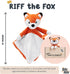 Riff Raff Baby Sleep Toy Soother - Musical Plush Fox with White Noise & Lullaby - Lovey Security Blanket for Newborns