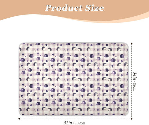 siphylline 52" 34" Purple Hedgehogs Checkered Plaid Extra Large Resuable Changing Pad Covers Waterproof Washable Crib