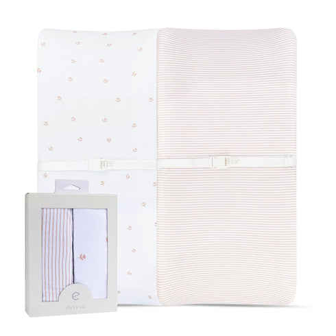 Ely’s & Co. Changing Pad Cover, 2 Pack, Diaper Changing Table Sheets for Baby Girls, Pink Tulip Collection