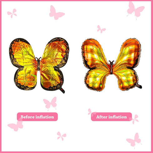 Sumind 6 Pcs Butterfly Balloons Decorations - Fairy Foil Balloons for Theme Party, Wedding, Birthday