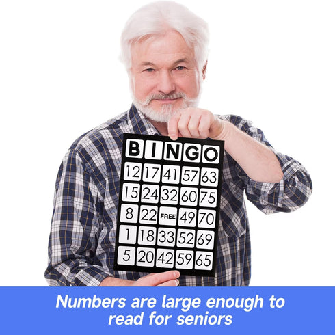 100-Pack Black Jumbo Bingo Game Cards - Easy Read Numbers for Large Groups and Family Game Nights