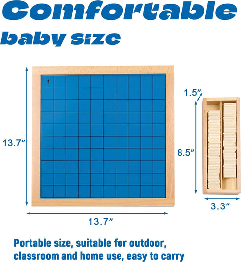 3+ Counting 1-100 13.7" 13.7 0.4" Montessori Toys for Year Old Hundred Board, Consecutive Numbers for Learning