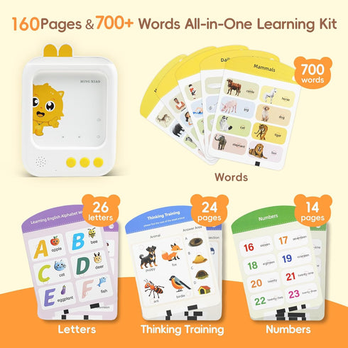 MING XIAO 700+ 3, 4, 5, 6 Talking Flash Cards, Montessori Learning Toy with Words, Built-in Stories & Songs Educational