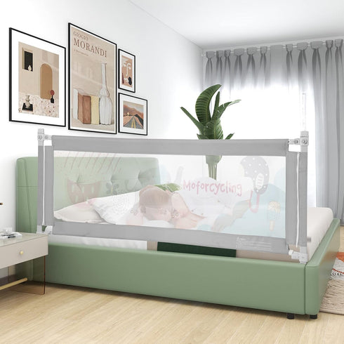 77-in (77 INCH, HONEY JOY Bed Rail for Toddlers, Extra Long, Portable Safety Bed Guardrail w/Double Safety Child Lock