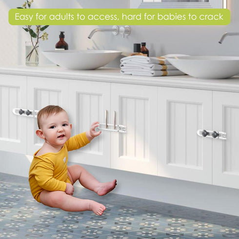 6 Pack Adjustable Cabinet Locks for Babies, U-Shaped Baby Proofing Child Locks for Cabinets, Drawers, Fridge