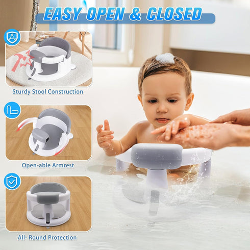 6 Mostop Baby Bath Seat for Babies Months & Up - Non-Slip Infant Bathtub Chair with Suction Cups - Sit Up Bath Seat