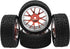 4Pack HIRCQOO 12mm Hex Plastic Wheel Rims & 2.59" Rubber Tires Set for Traxxas Kyosho HPI Tamiya TT-01 TT-02