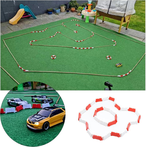 Hobby Fans 120 Pieces RC Car Racing Track Drift Field Fence for Mini RC Cars 1/14 1/16 1/18 1/24 1/28 (Red+White)