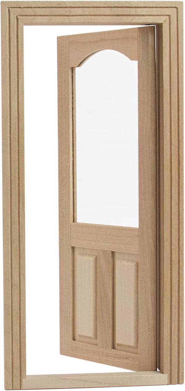 AUEAR 1:12 Dollhouse Miniature Furniture Unpainted Wooden Doors for DIY Scene Craft (2 Panel Style A)