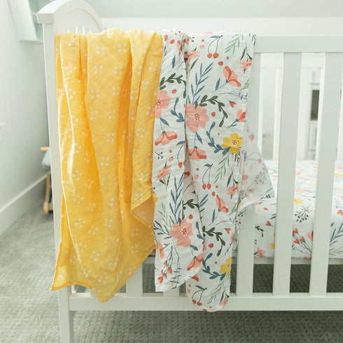 GRACED SOFT LUXURIES 2 Pack Premium Muslin Baby Swaddle Blankets, Large 47 x 47 inch, 100% Cotton