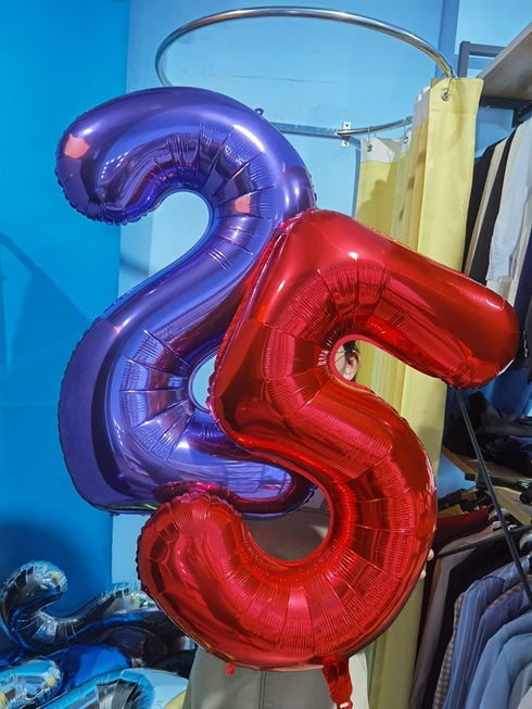 32 Inch Red Number 4 Balloons, Foil Balloon for Birthday Party Decoration Supplies
