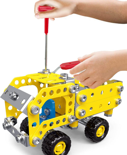 7 in 1 STEM Toys - Erector Set for Boys Age 8-12, Learning Engineering Kids Building Blocks Model Kits, Metal