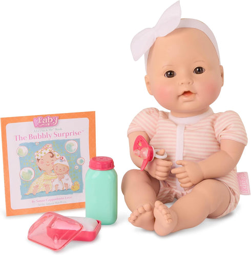 Baby Sweetheart by Battat Bath Time 12-Inch Soft-Body Newborn Baby Doll with Story Book & Accessories