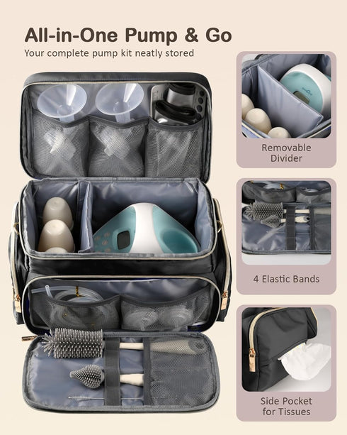 S1/S2, Set, 10 24mm Breast Pump Bag Kit for Spectra Pumping Bag with Bottle Brush Flange Inserts for Flange, Nipple