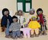 HYSTYLE 7 Pack Wooden Doll House Family Dolls - Family Role Play Pretend Play Mini People Figures (African American)