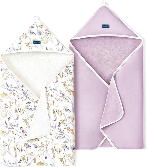 GRSSDER Baby Hooded Towel 2 Pack for Newborn, Super Soft Bath Towels