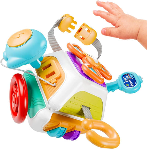 Busy Cube for Toddlers 2-3 - Montessori Sensory Activities Busy Board for Educational Learning and Travel