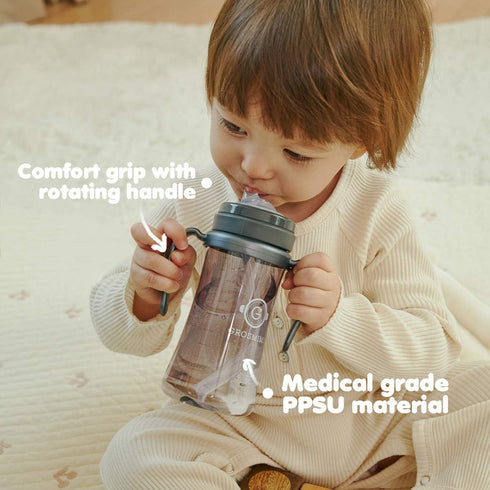 GROSMIMI 6 oz 2 Pack PPSU Spill Proof Magic Sippy Cup Bundle (Pink,Peach)
