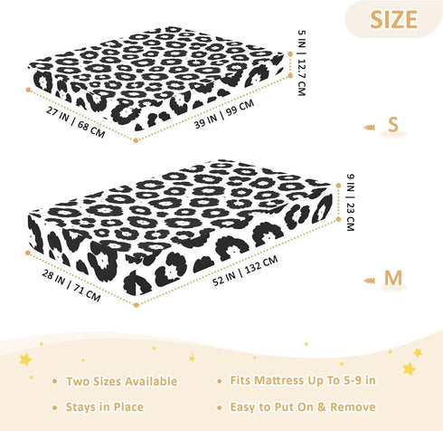 CZXW 52" 28" Black White Leopard Crib Sheets Fitted x Natural Cotton Soft & Breathable for Baby Crib Mattress