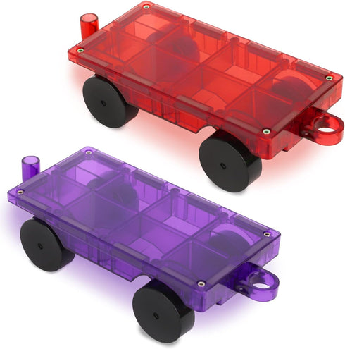 Playmags 2 Piece Car Set with Stronger Magnets, STEM Toys for Kids, Use with All Magnetic Tiles, Colors May Vary