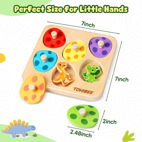 1-3, 1 2 3 Wooden Puzzles for Toddlers Dinosaur Matching Egg Puzzle Montessori Toys for Year Old Boy Girl Gifts