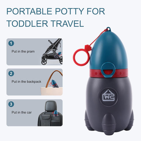 Portable Potty for Kids Leak-Proof Rocket Travel Urinal for Boys & Girls, Lightweight Road Trip Essential for Car