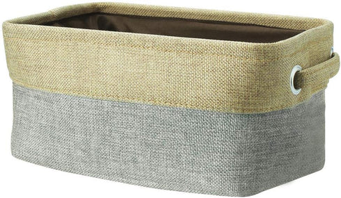 uxcell Gray Small Collapsible Fabric Storage Basket Bins with Dual Handles, Foldable Toy Bins for Home Organizer