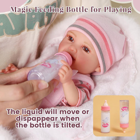 10-Inch 3+ 4 5 6 BABESIDE Baby Doll Girl - Realistic Baby Dolls with Magic Feeding Bottle Real Life Vinyl Toy Gift