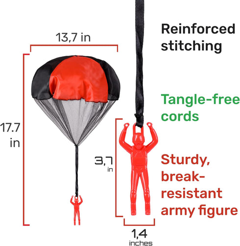 NUTTY TOYS Parachute Toys for Kids, Tangle Free Outdoor Flying Parachute Men, Best Christmas Stocking Stuffers for Ages