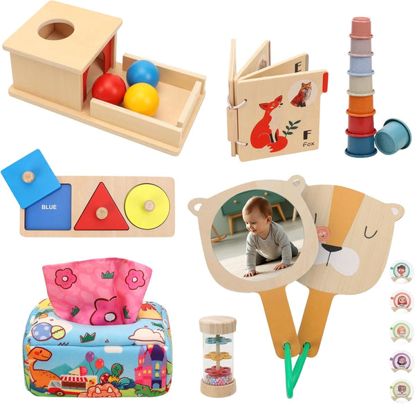 Flyxingxia Montessori Toys for Babies 6-12 Months, 7 in 1 Wooden Educational Development