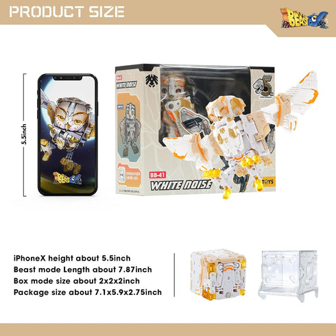52TOYS BB-41 2/8.86inch 2 1 15 BEASTBOX WHITENOISE Owl Deformation Toys Action Figure, in Collectible Deformation Boy