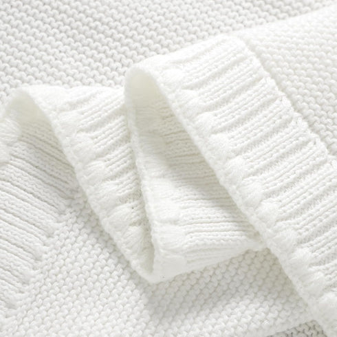 mimixiong Cotton Baby Blanket, Gender Neutral Swaddling Blanket for Nursery, 40 x 30 Inch in White