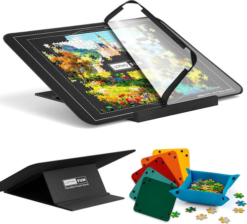 LOTMOFUN Puzzle Board for 1000 Pieces with Angle Adjustable Stand, Patented Lightweight Felt