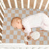 Pigsaly 27x39 Inch Crib Sheets Light Orange Gray Checkered Baby Sheet for Standard Crib Mattress Boys Girls Toddler Bed
