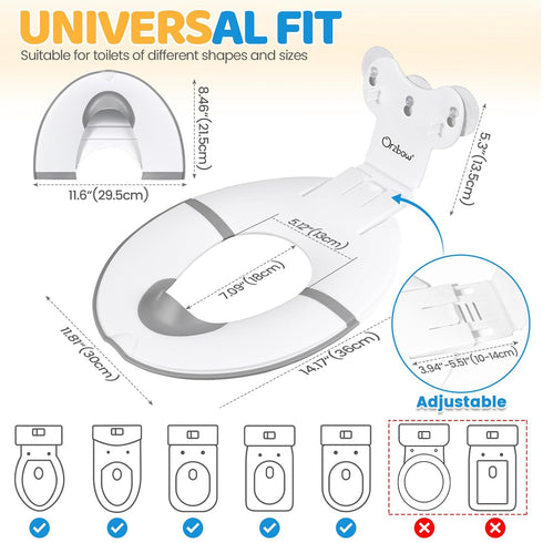 Orzbow Foldable Travel Potty Training Seat, Toddler Toilet Seat Attachment for Adult Toilets, Portable Potty