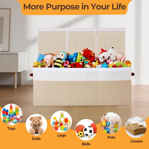 Box,150L Lid,40"x14"x16" Extra Large Toy Foldable Sturdy Toy Storage with Kids Storage Organizer, Toy Chest
