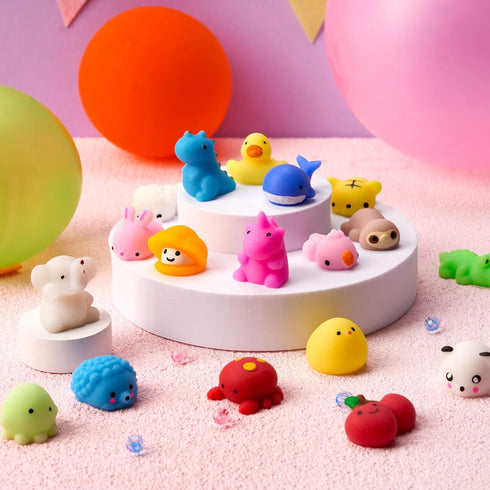 Set, 50 Pack JOYIN Mochi Squishy Toy Mini Squishy Mochi, Party Favors for Kids, Kawaii Stress Relief Toys, Basket