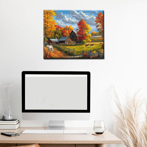 Tucocoo American Farm DIY Paint by Numbers Kits, Brushes and Acrylic Pigment on Canvas for Home Decor