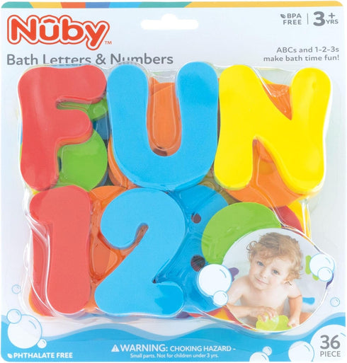 Set 3+ 36 Nuby Foam Bath Letters and Numbers for Toddlers - Bath Toy for Kids Years - Pieces