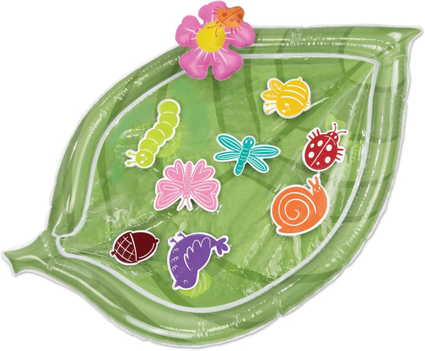 MindWare Sensory Sprouts Baby Water Mat, Inflatable Leaf-Shaped Tummy Time Play Mat