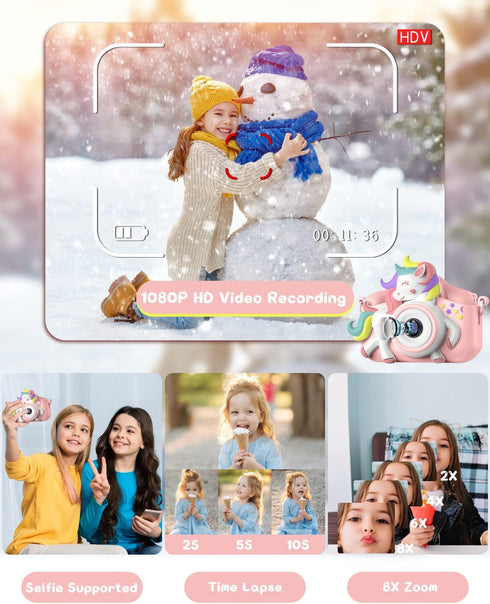 Kids Camera for 3-8 Years Old, Selfie Camera, 20.0 MP HD 1080P IPS Screen, Dual Digital Toy for Kids Gifts
