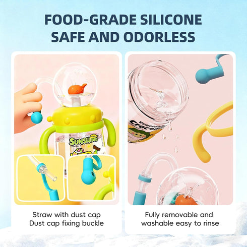 10oz/300ml 1-3,Kids Comobebe Whale Fountain Cup for Kids Toddlers: Spill Proof Toddler Sippy,Straw Cup with Handle