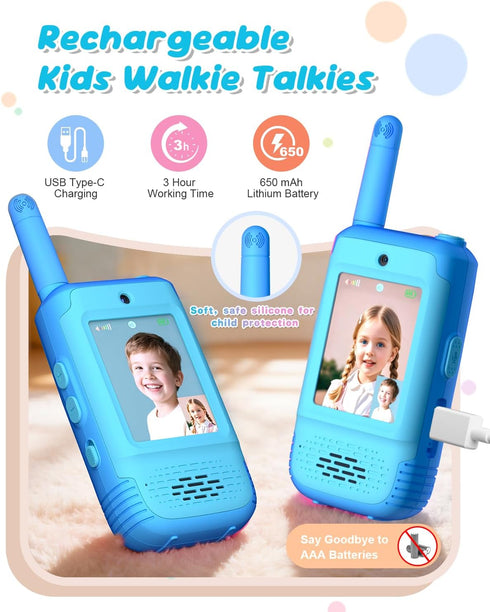 KAKTIN 3 4 5 6 7 8 3 Video Walkie Talkies for Kids, Christmas Birthday Gifts Toys for Boys Age, Kids Intercom